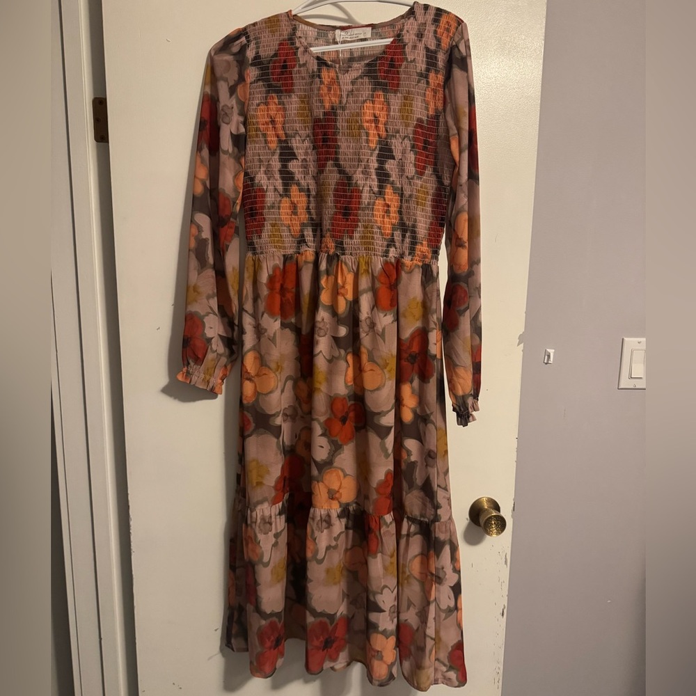 Floral Maxi Dress with Long Sleeves
